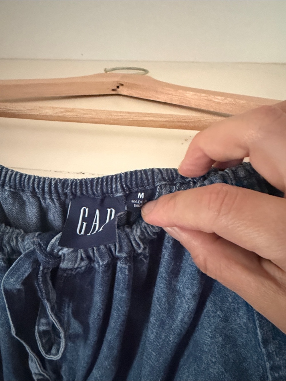 GAP Denim Blue Puff-Sleeve Smocked Mini Dress - Picture 4 of 6